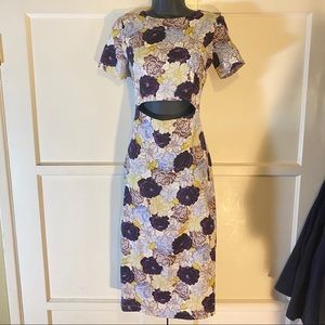 Suno Daisy Cut-Out Midi Silk Dress Flora 2 NWT